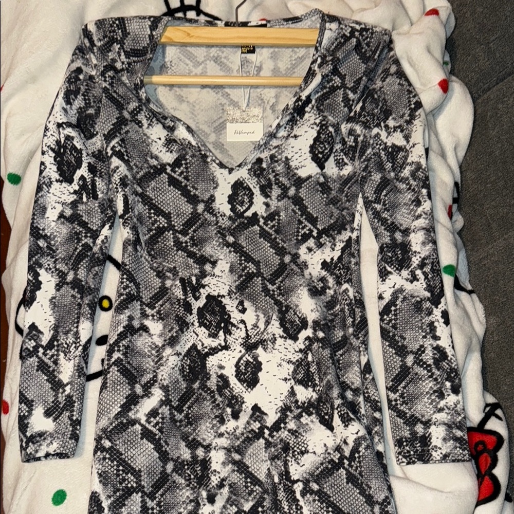 Black and White Snake Print Dress